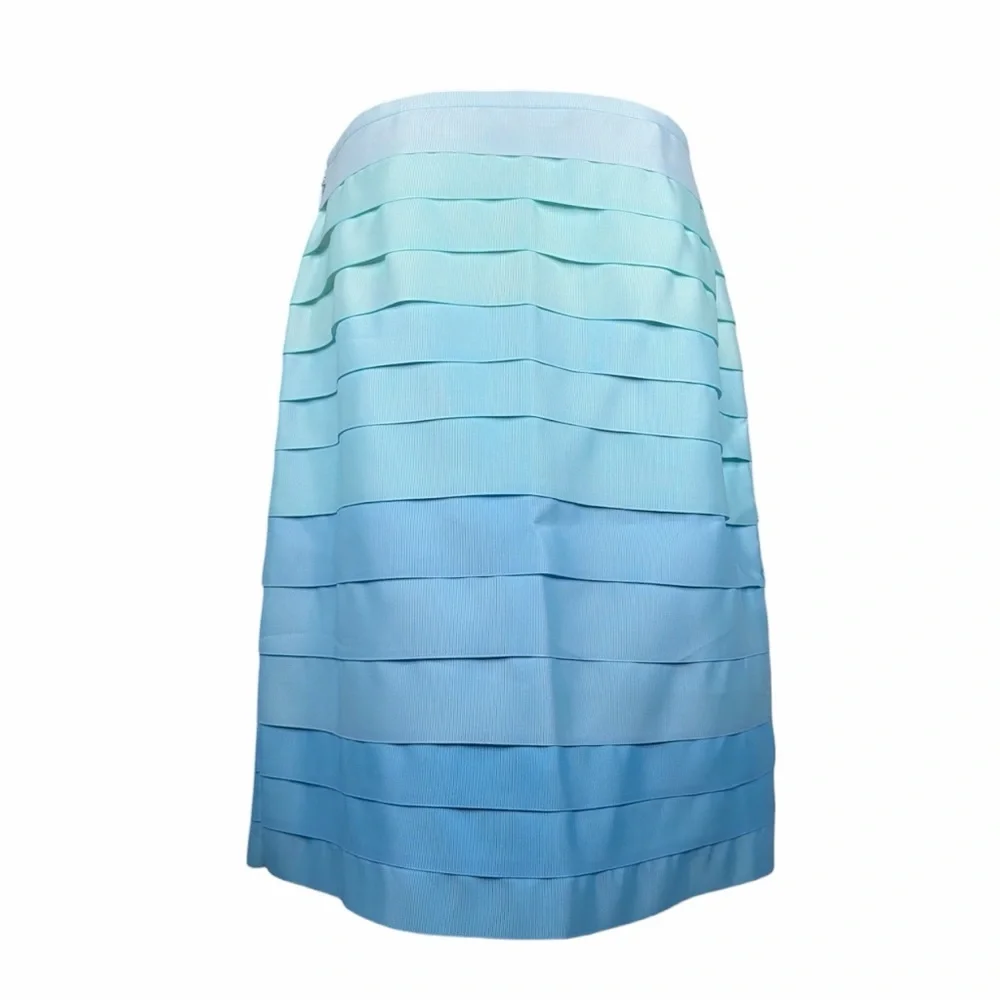 J. McLaughlin Blue Ombre Sadie Layered Ribbon Knee-Length Skirt Sz. 6 - Picture 2 of 4